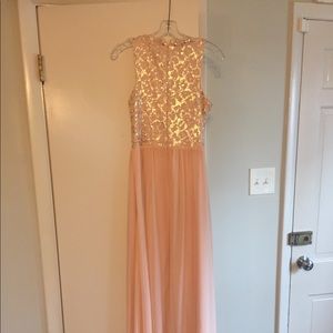 BAGDLEY MISCHKA rose gold & pink prom dress